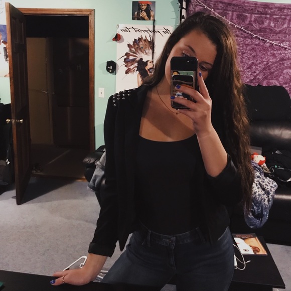 H&M Jackets & Blazers - H&M studded shoulder black blazer